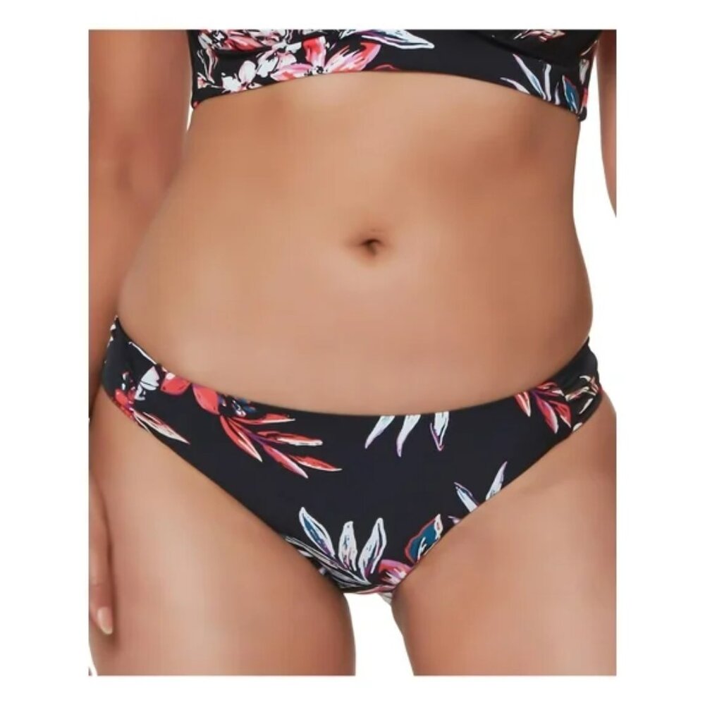 NWT Bar III Women's Floral Print Hipster Bikini Bottoms Black Size XS $40 FF401